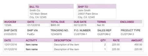 Image result for QuickBooks Invoice Header Layout