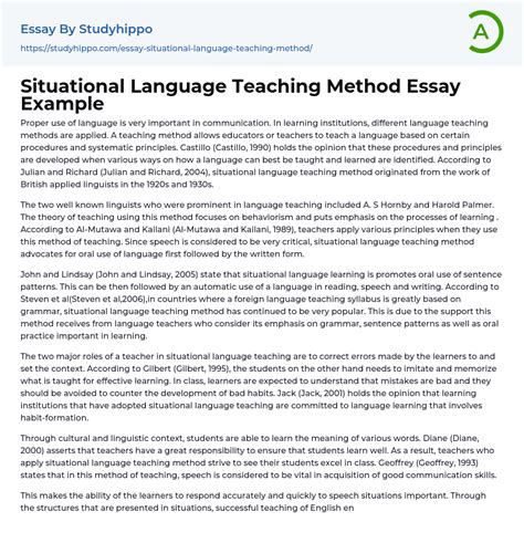 Situational Language Teaching Method Essay Example | StudyHippo.com