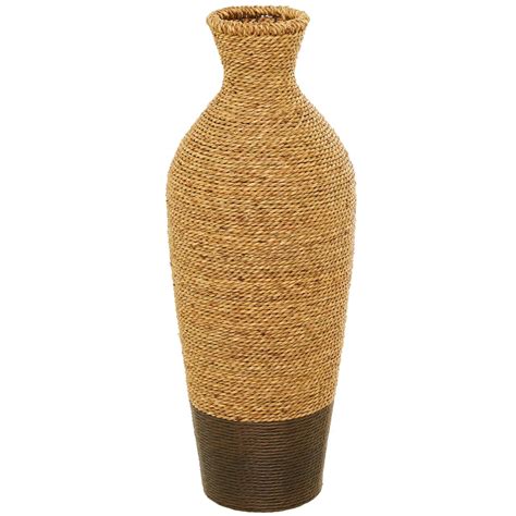 Brown Seagrass Handmade Tall Woven Floor Vase, Size: 10" x 10" x 28 ...