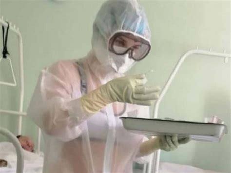 Nurse Wears Only Underwear Under Transparent Protective Suit, Male ...