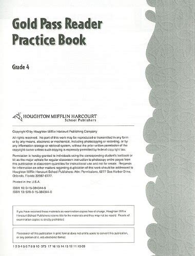 Social Studies Gold Pass Reader Practice Book Grade 4: Harcourt School ...