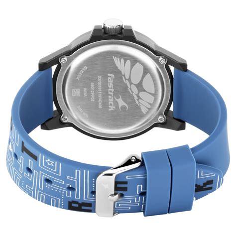 Buy Online Fastrack Arcade Quartz Analog Blue Dial Silicone Strap ...