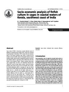 Socio-economic analysis of finfish culture in cages in coastal waters ...