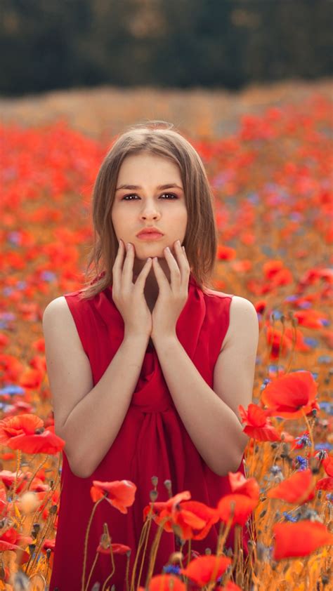 Download wallpaper field, summer, girl, flowers, nature, Maki, dress ...