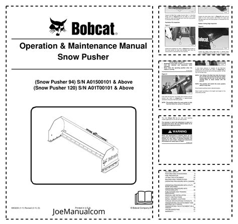 Bobcat Snow Pusher Attachment Operation and Maintenance Manual A015 ...