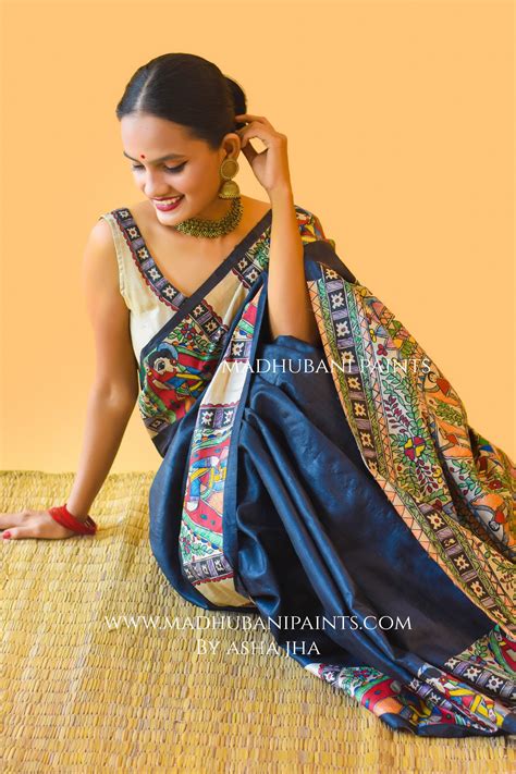 GODNA DOLI Hand-painted Madhubani Saree Blouse set – MADHUBANI PAINTS ...