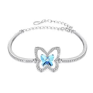 Buy Shining Diva Fashion Latest Crystal Butterfly Silver Plated Charm ...