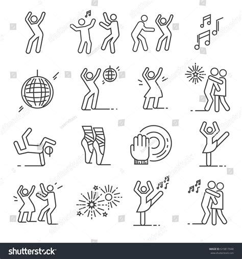 Set of dancing Related Vector Line Icons. Includes such Icons as disco ...