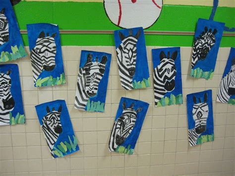 Art Class Works: Lions, Zebras, Giraffes and Elephants | Elementary art projects, Zebra art ...