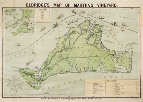 A decorative map of Martha's Vineyard - Rare & Antique Maps