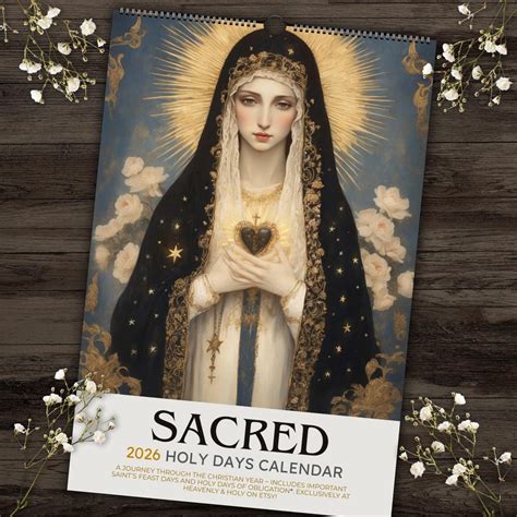 Sacred 2026 Calendar ~ Catholic Christian Holy Days With Illustrated ...