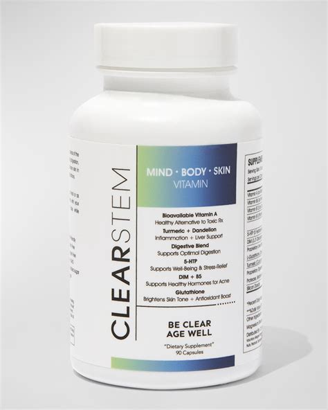 CLEARSTEM Skincare MINDBODYSKIN Acne & Stress Vitamin, 90 Count ...