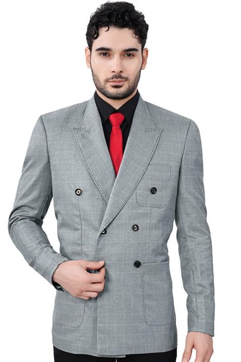 Buy French Crown Men's Grey Wool Blend Regular Fit Full Sleeves Formal ...