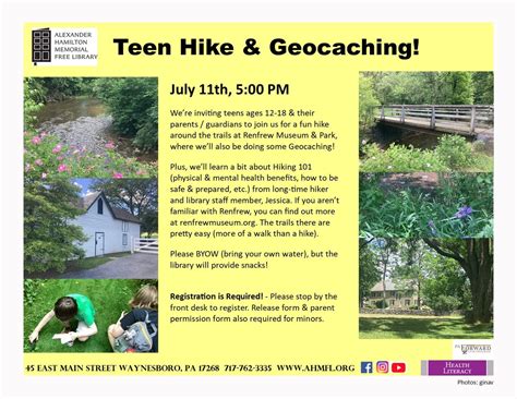 Teen Hike & Geocaching!, 1010 E Main St, Waynesboro, PA 17268-2338 ...