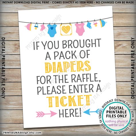 Diaper Raffle Sign Printable - Printable Word Searches