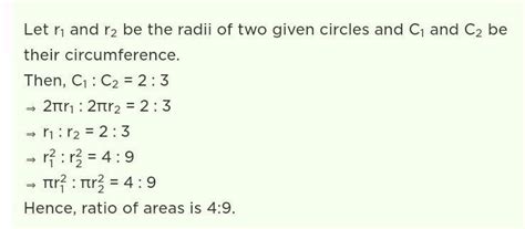 The diameter of two circles are in the ratio 2:3. Find the ratio of ...