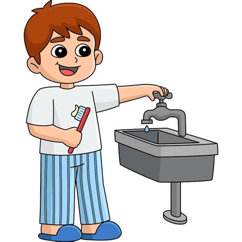 Boy conserving water cartoon colored clipart | Premium Vector