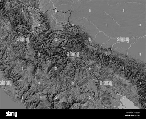 Cusco, region of Peru. Bilevel elevation map with lakes and rivers Stock Photo - Alamy