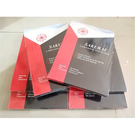 Jual Kertas Plastik Laminating merk SAKURAI uk Folio F4 isi 100sheet ...