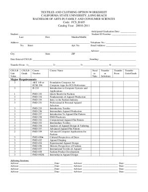 Fillable Online TEXTILES AND CLOTHING OPTION WORKSHEET Fax Email Print ...