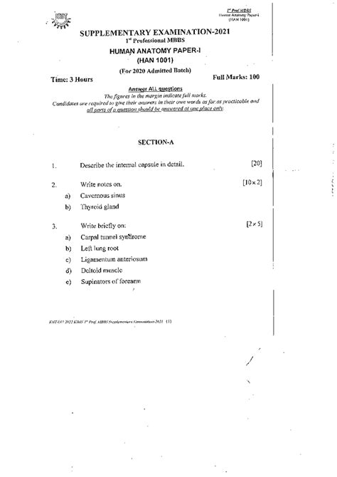 Prof MBBS Supplementary Exam Notes (HAN 1001, HPH 1002, BIO 1003) - Studocu