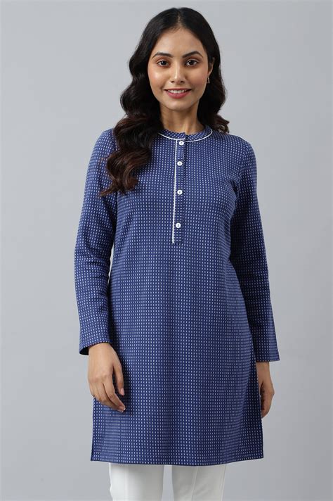 Buy Blue Yarn-dyed Winter kurta Online for Woman | Shop for Aurelia