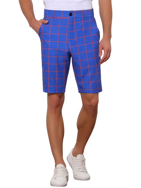INSPIRE CHIC Men's Shorts Plaid Golf Color Block Flat Front Formal ...