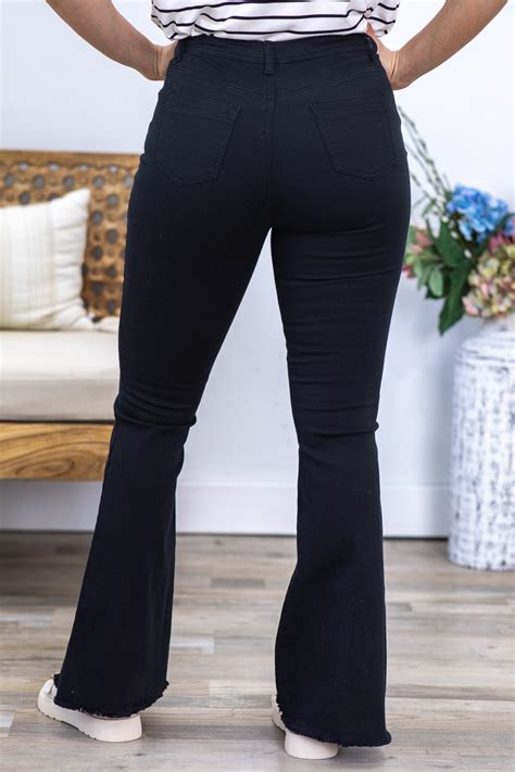 Black Flare Pants With Raw Hem · Filly Flair