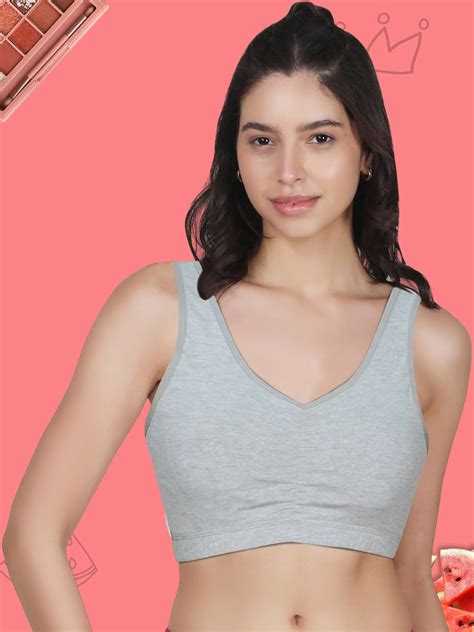 Broad Strap Cotton Gym Bra for Women | Removable Pads | Elasticated – D ...