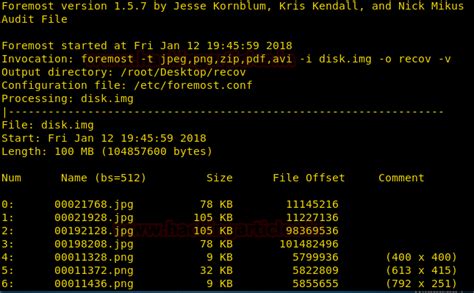 Forensic Data Carving using Foremost
