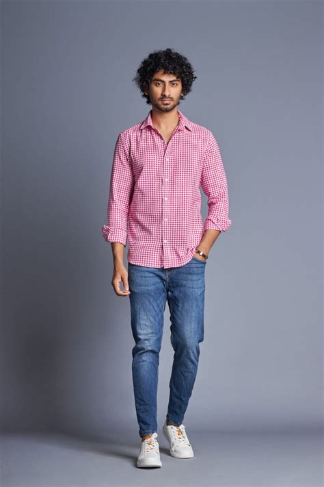 Old School- Pink and White Shirt for Men – Rareweave