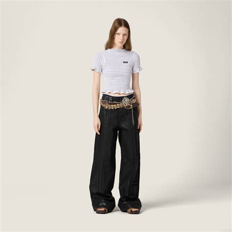 Black denim patchwork pants - Collection Collections | Miu Miu