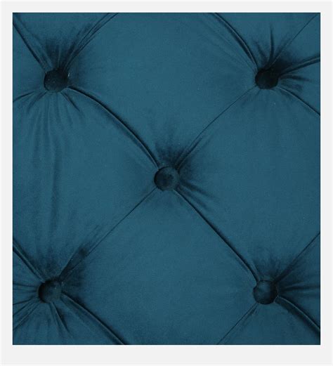 Boya Velvet Pouffe In Blue Colour