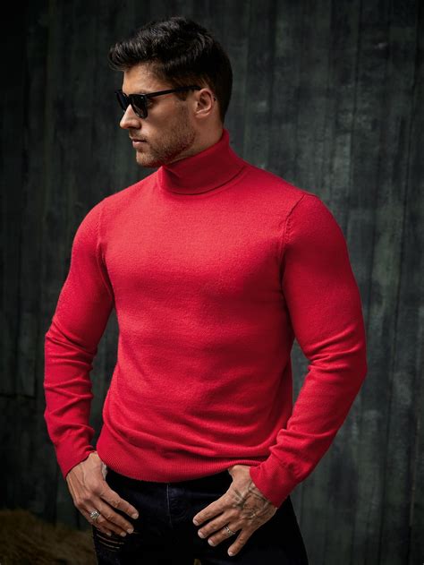 SHEIN Men Turtleneck Solid Sweater | Turtle neck men, Knitwear men, Men ...