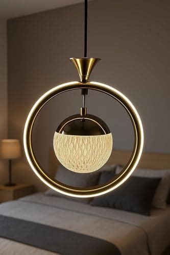 Buy kinis Modern LED Pendant Golden Ring Hanging Lamp with Crystal ...
