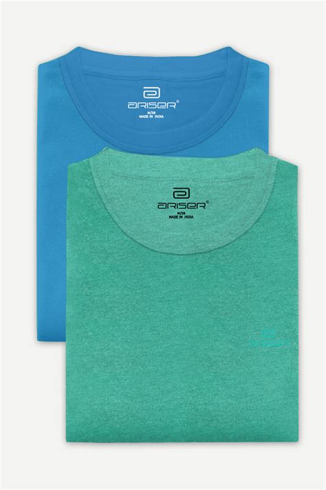 Round Neck - Blue and Light Green Solid T-Shirt Pack Of 2 Combo For Me ...