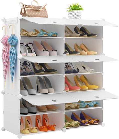 Buy KOUSI Portable Shoe Rack Organizer 24 Pair Tower Shelf Storage ...