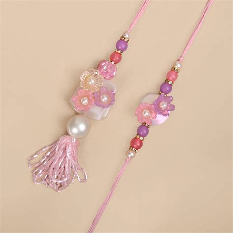 Blush Pink Floral Rakhi Lumba Set Online - Premium Gift Hamper | Nestasia