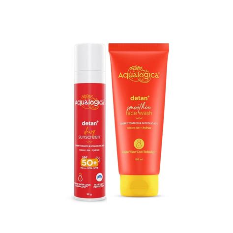 Aqualogica Detan+ Brighter Skin Combo SPF 50 - Face Wash For All Skin ...