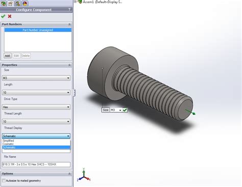 Add Cosmetic Thread SolidWorks 的图像结果