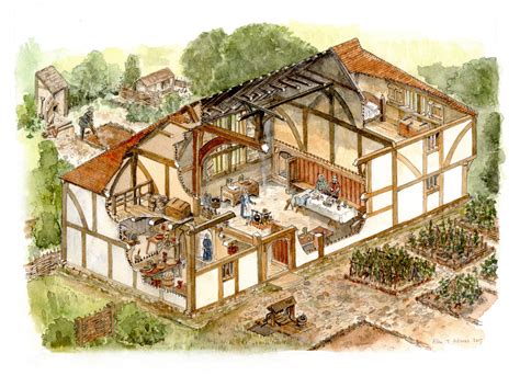 Medieval House Cutaway Drawing in East Sussex