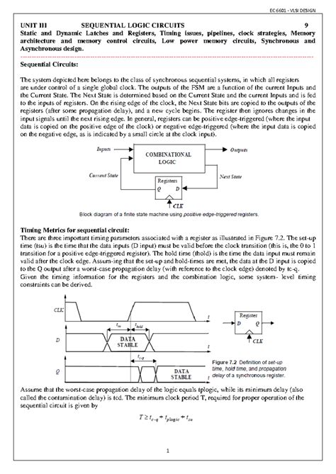 VLSI Unit 3: Sequential Logic Circuits & Memory Elements Notes - Studocu