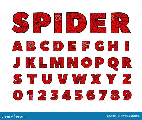 Spider Font. Spiderman Alphabet. Black Letters On White Background ...