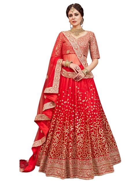 Zeel Clothing Women's Dori & Sequins Embroidered Net Lehenga Choli with ...