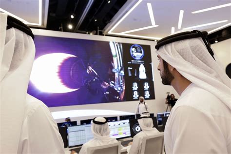 .HamdanMohammed follows the live launch of the longest Arab space ...