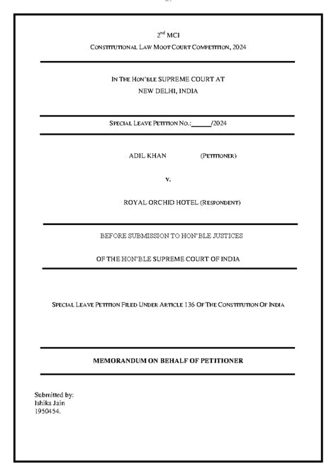 Moot 2, Constitutional law, Petitioner memo - 2 nd MCI CONSTITUTIONAL ...