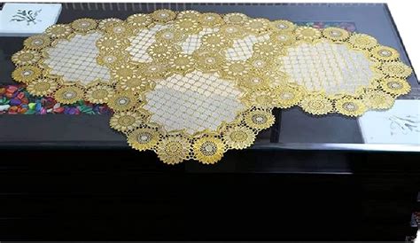 Buy SIMPI HOME DECOR Decorative Handmade Beaded Round Gold Placemat ...