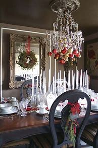 Image result for Christmas On Chandelier Over Dining Table