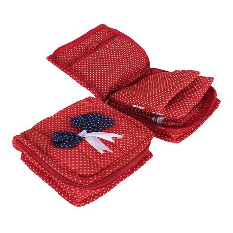 Kuber Industries Jewellery Kit | Cotton Bow Dot Print Travel Kit | 5 ...