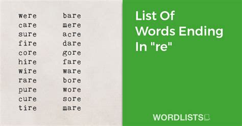 List Of Words Ending In "re"